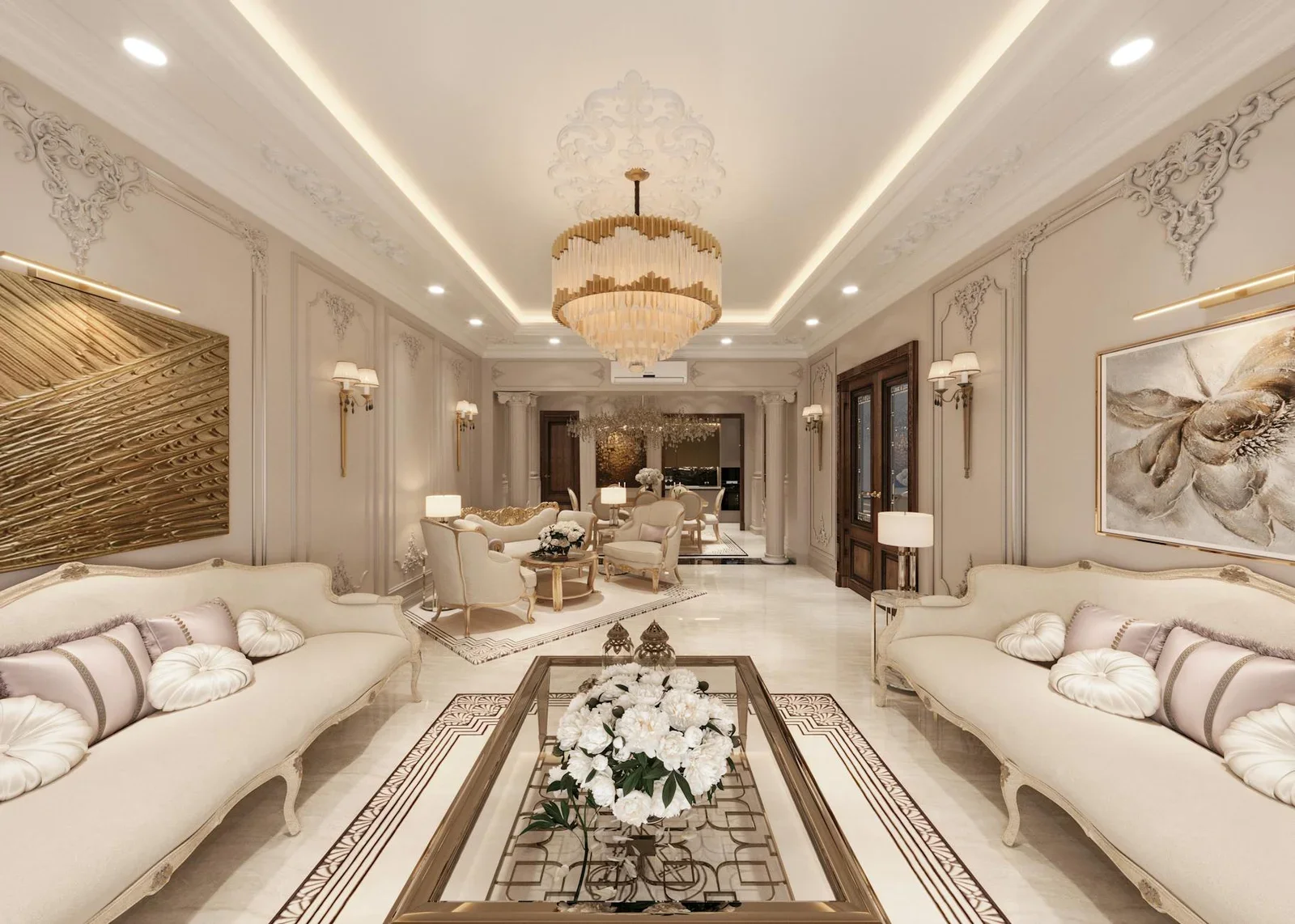 A beautifully decorated living room showcasing elegant inter | Thiết kế nội thất 24