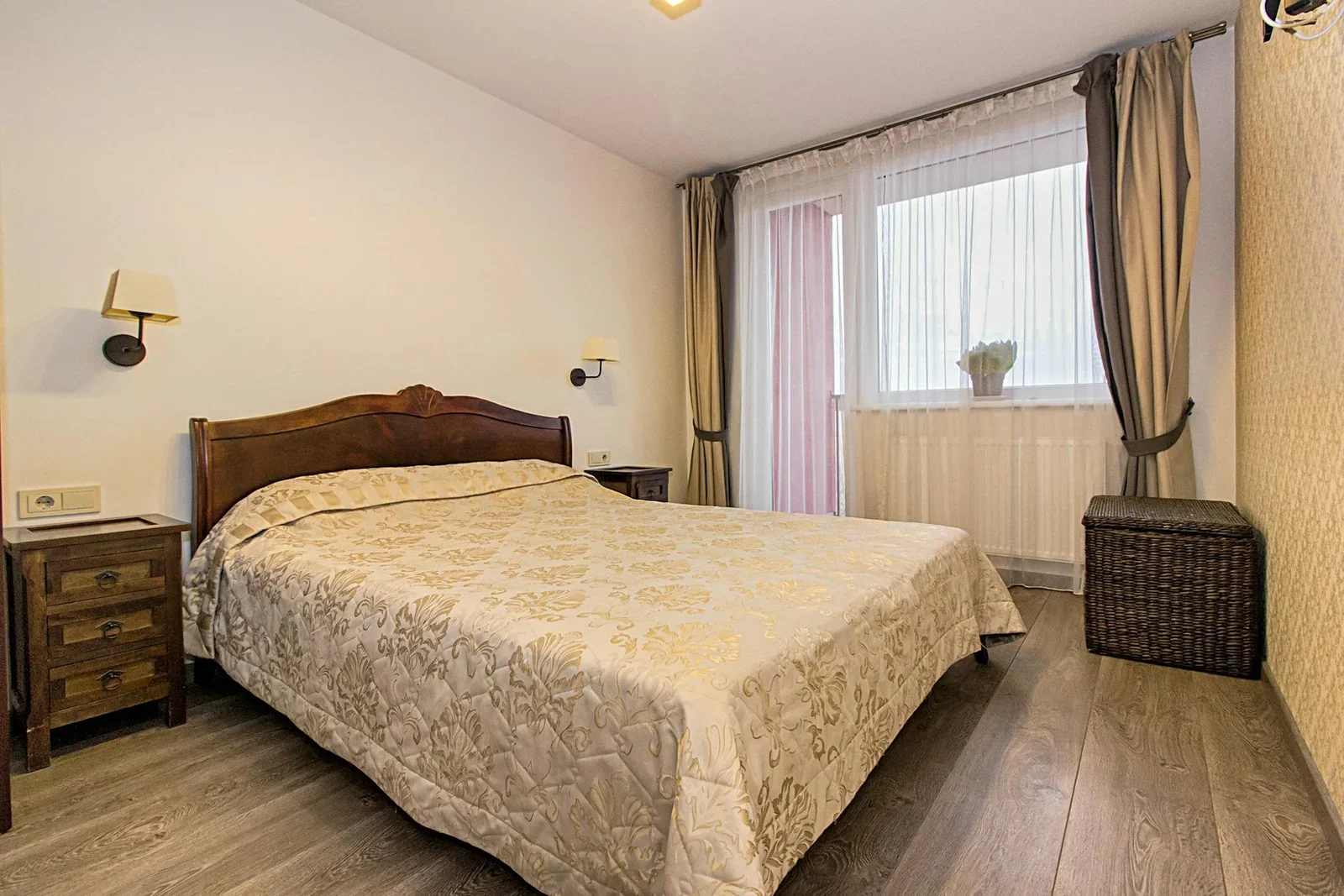 Elegant and cozy bedroom interior featuring a classic wooden | Thiết kế nội thất 24