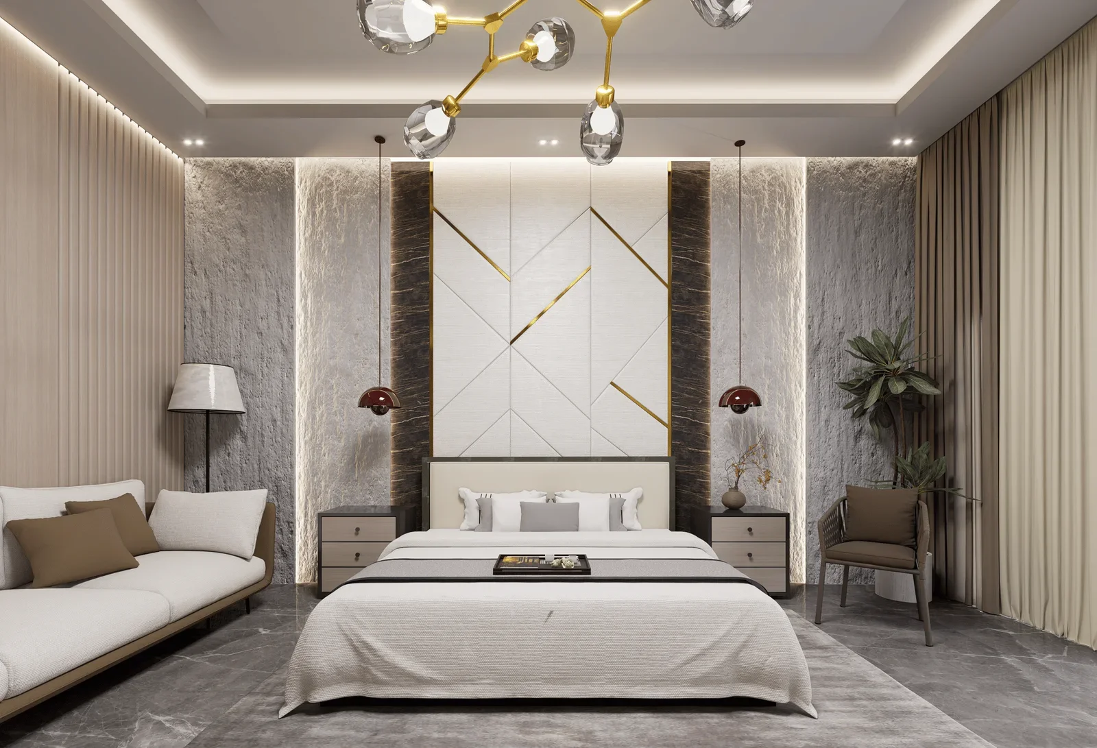 Stylish and elegant modern bedroom interior with contemporar | Thiết kế nội thất 24