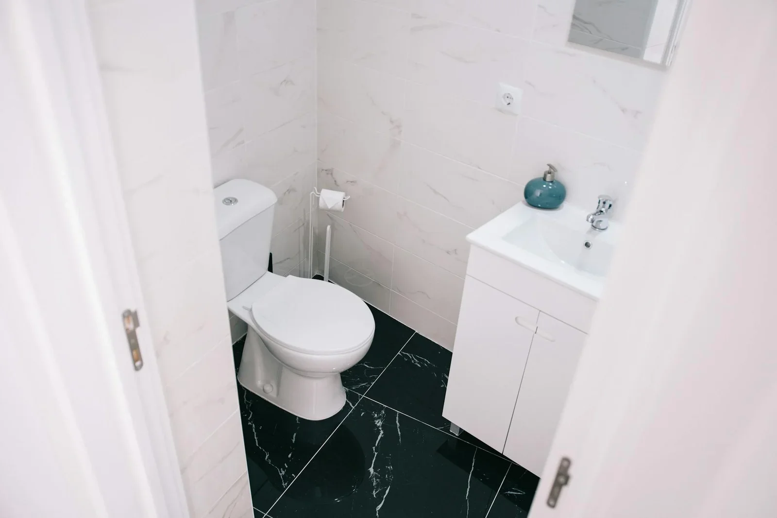 A contemporary bathroom showcasing a clean design with marbl | Thiết kế nội thất 24