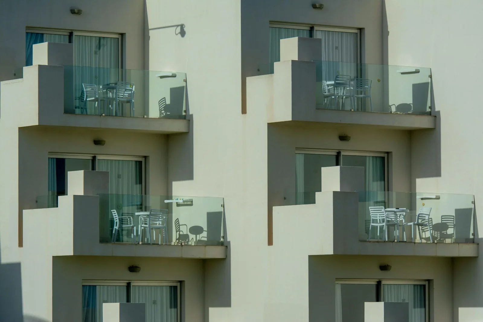 Architectural view of modern apartment balconies with sleek | Thiết kế nội thất 24