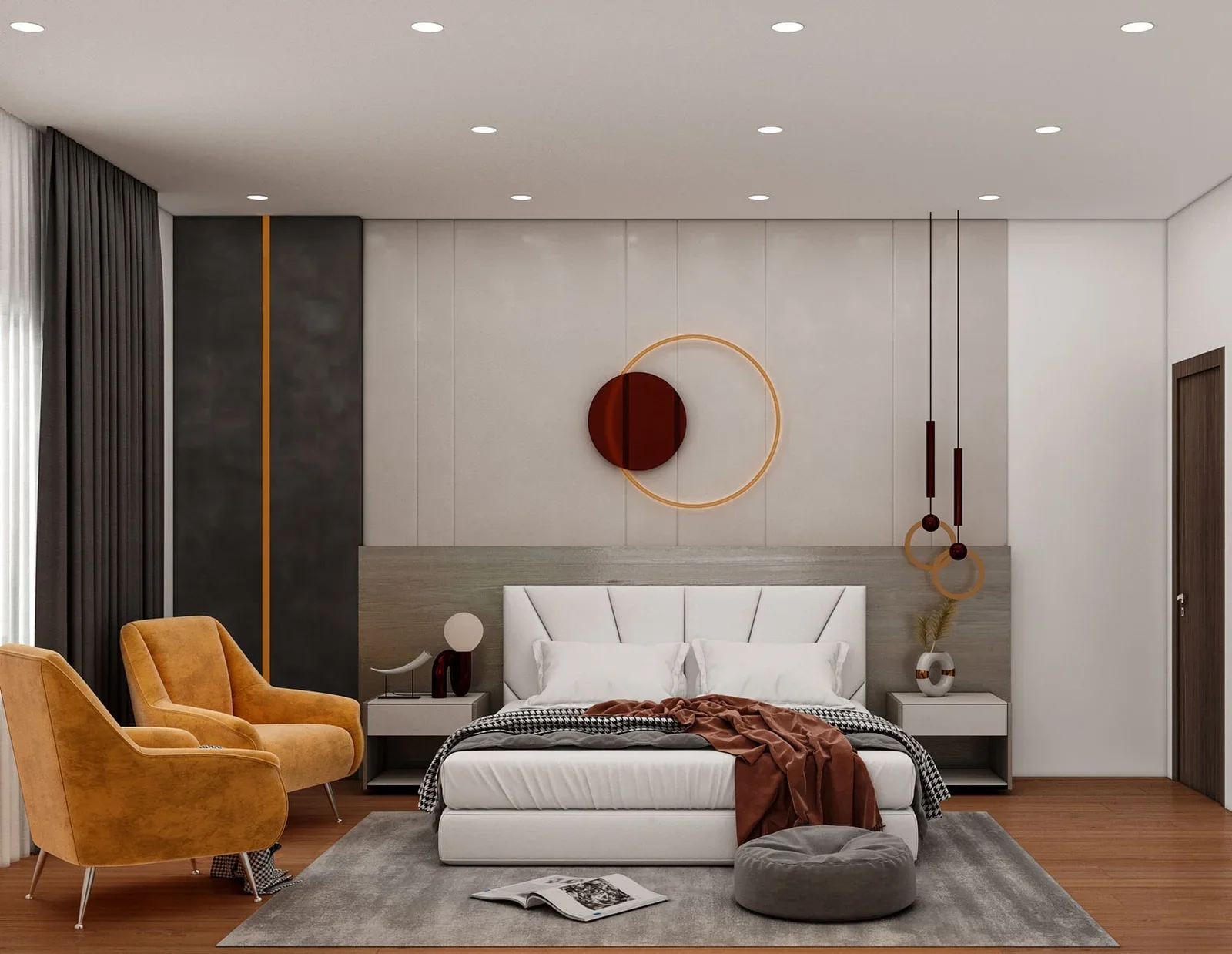 Stylish contemporary bedroom with modern decor and minimalis | Thiết kế nội thất 24