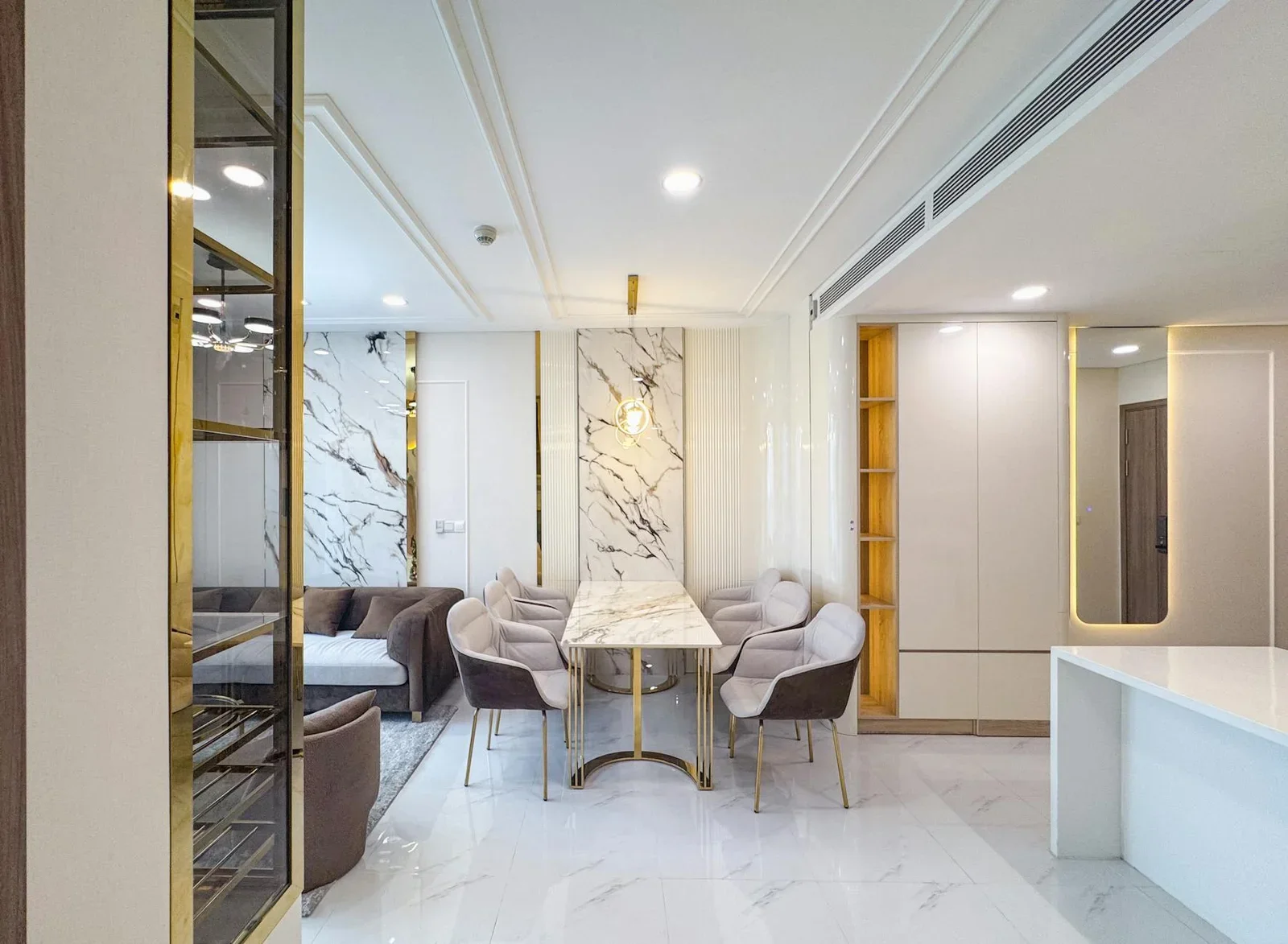 Elegant indoor dining area featuring marble elements and plu | Thiết kế nội thất 24