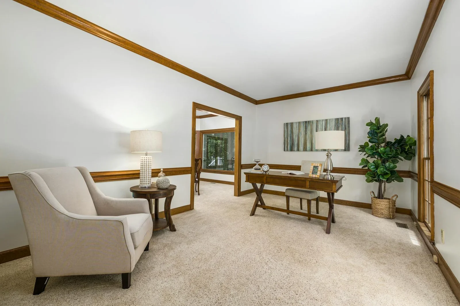 Spacious home office with elegant furnishings and natural de | Thiết kế nội thất 24