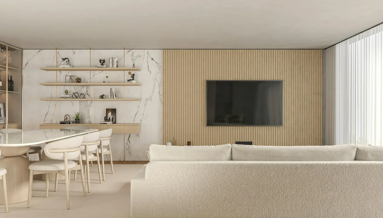 A sleek and contemporary living room with minimalist furnish | Thiết kế nội thất 24
