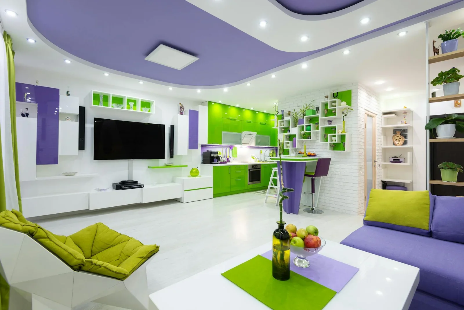 Comfy sofa with armchair and coffee table placed in front of | Thiết kế nội thất 24