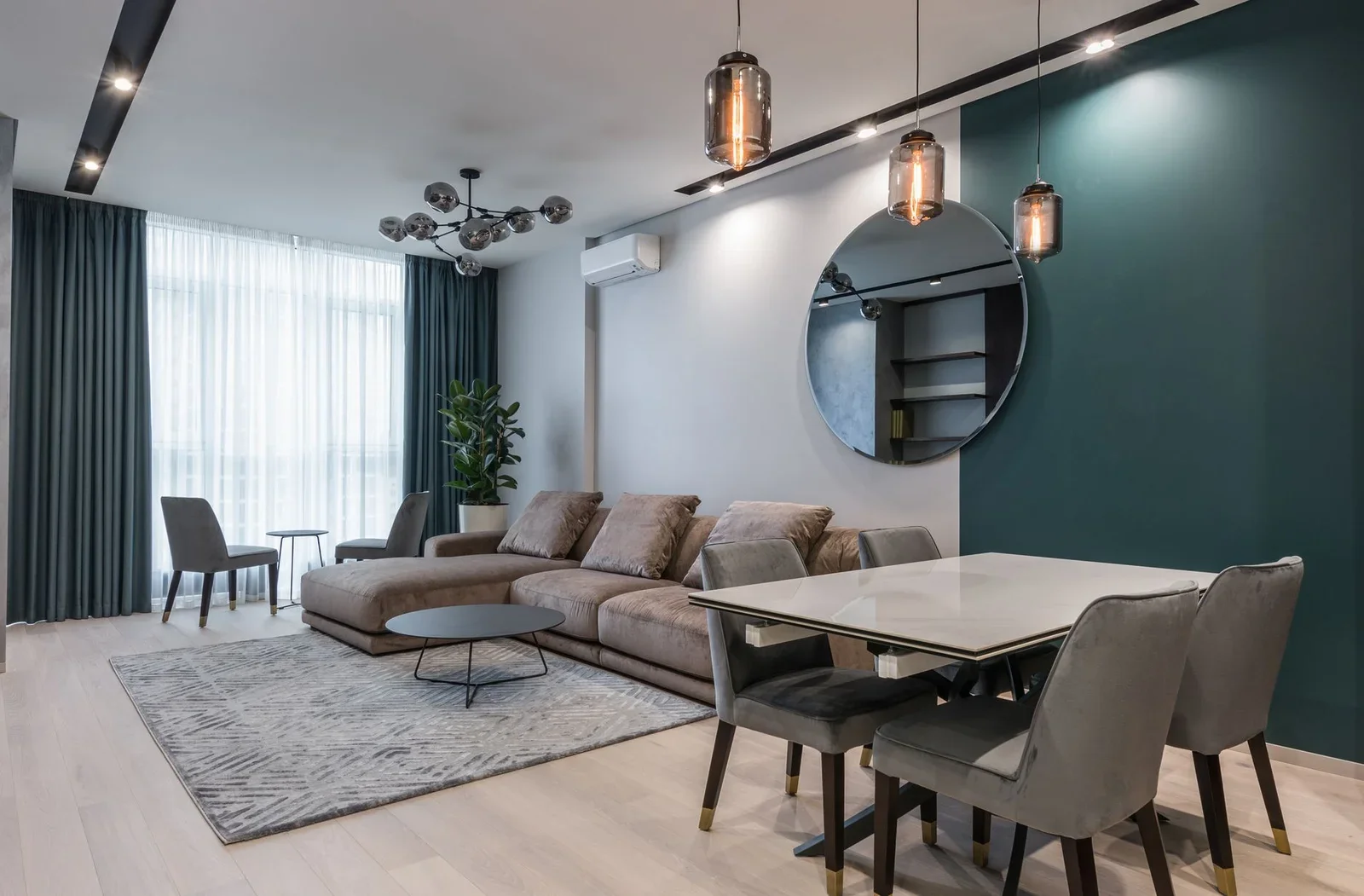 Interior of modern living room with comfortable big sofa and | Thiết kế nội thất 24