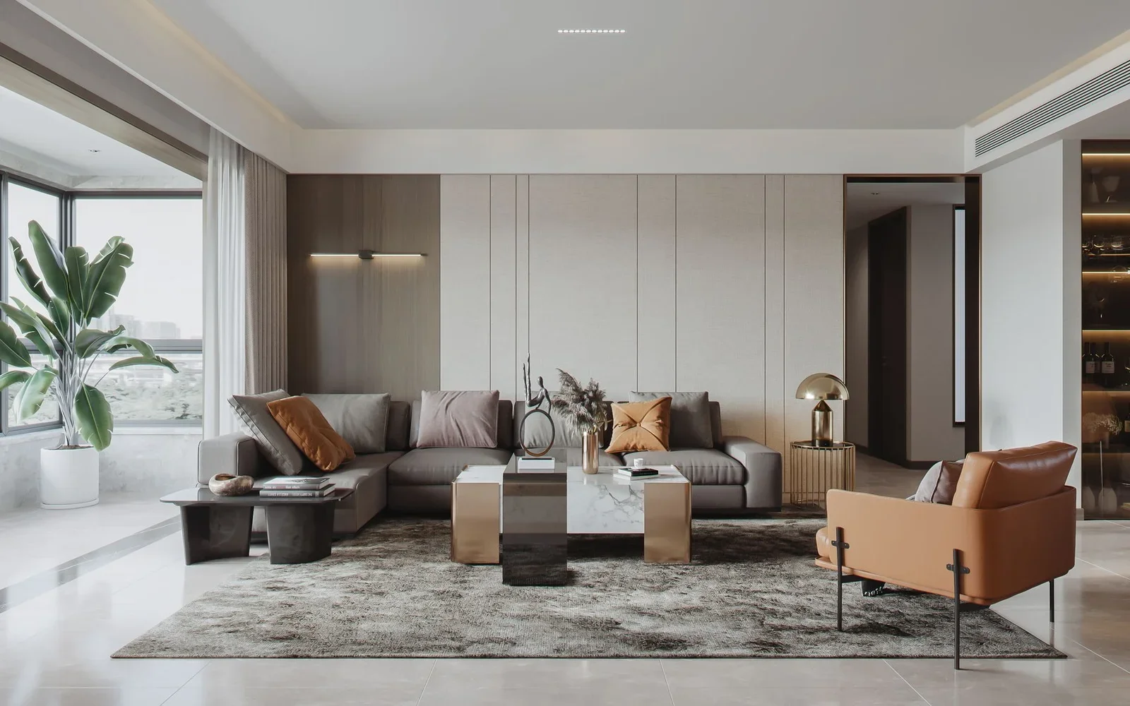 Stylish modern living room featuring elegant furniture, deco | Thiết kế nội thất 24