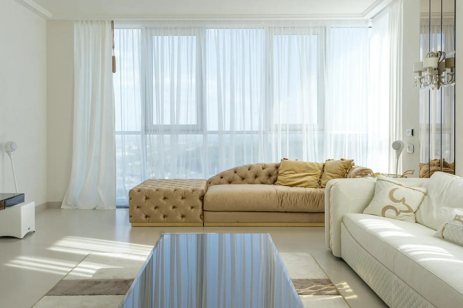 Stylish interior of living room in modern apartment with whi | Thiết kế nội thất 24