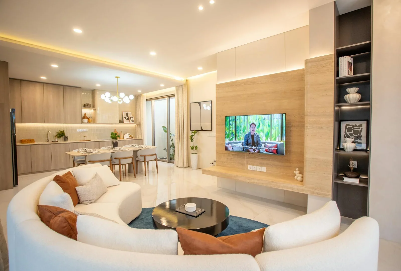 Không gian mở sang trọng nối liền phòng khách và bếp, nội thất đương đại tinh tế tối ưu diện tích sinh hoạt. | Thiết kế nội thất 24