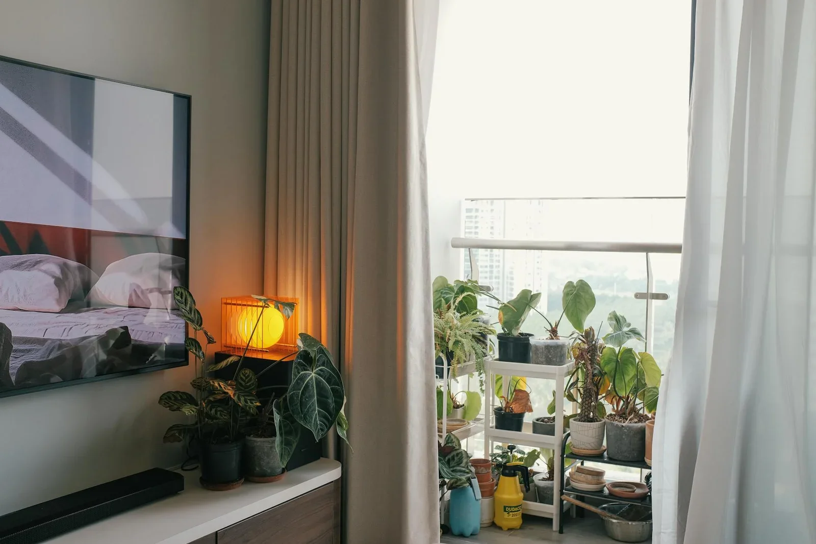 Warm indoor space featuring cozy decor and lush balcony plan | Thiết kế nội thất 24